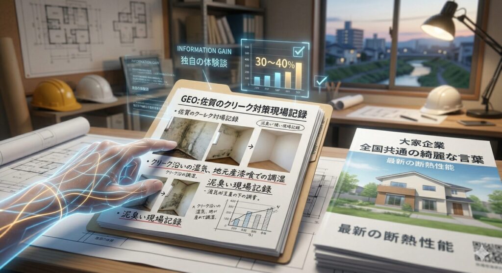 海外の最新の研究データでも、AIは『一般的な正解』よりも『独自の体験談（Information Gain）』が含まれる情報を30〜40%も高く評価して引用するという結果が出ています。